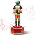 Nutcracker Music Box Wooden Soldier Toy Christmas Wind Up Musical Decor X3406