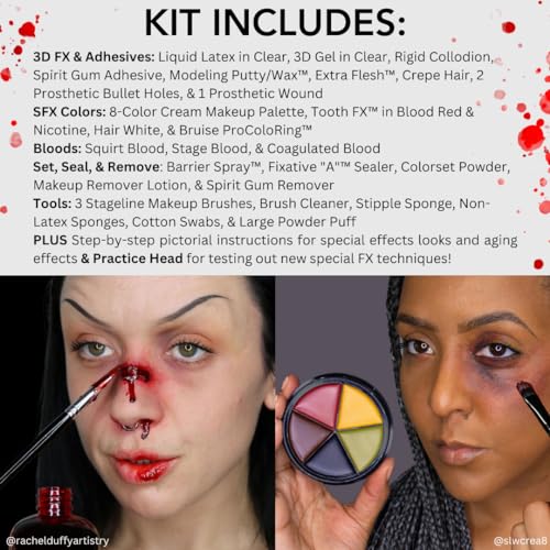 Special FX Makeup Kit with Practice Head for Theatre, Halloween & Cosplay T6496