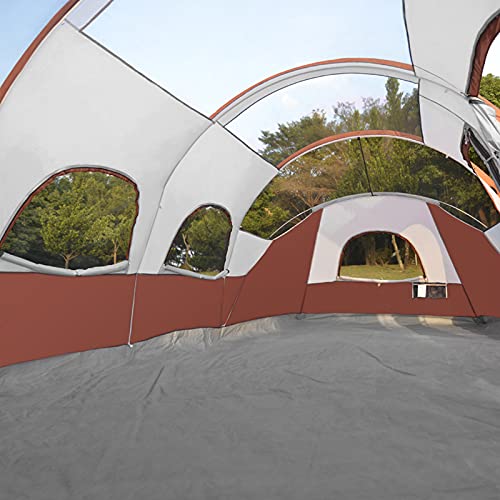 12-Person Camping Tent, 3 Room Family Tent, Waterproof Windproof with Carry Bag Q601154