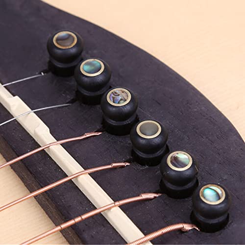 Acoustic Guitar Bone Bridge Saddle Nut with 6 Abalone Dot Bridge Pins and Puller V248