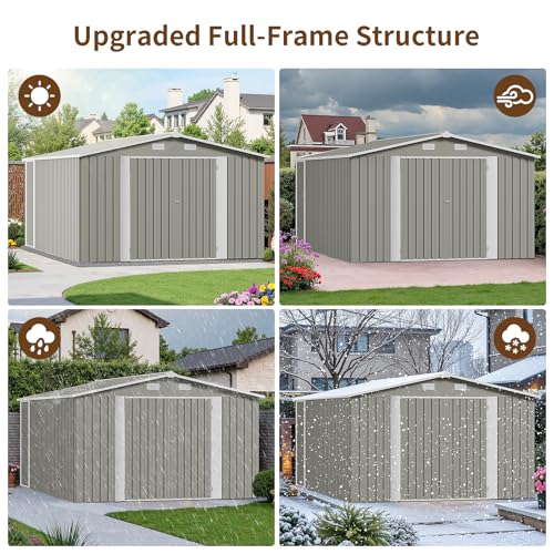 Resin Outdoor Storage Shed with Floor and Window, Lockable Small Tool Shed for Garden Patio Backyard, Light Gray V985
