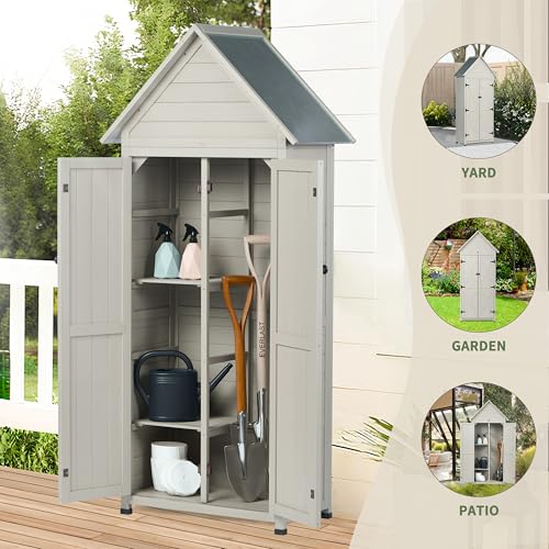 Outdoor Storage Shed with Floor and Adjustable Shelves D415352