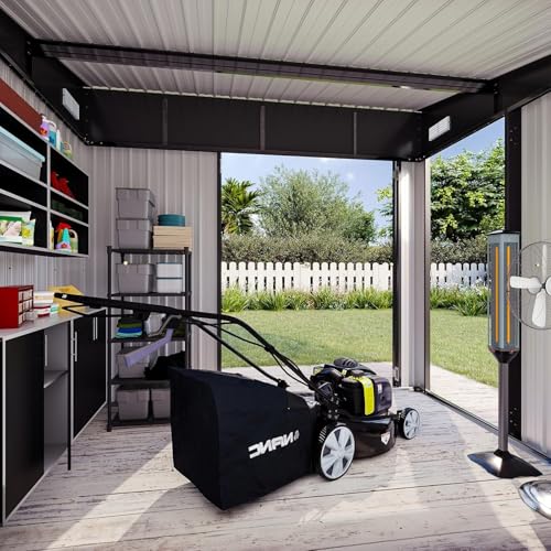 Galvanized Steel Storage Shed with Triple Doors, Weatherproof Outdoor Utility Shed P600721