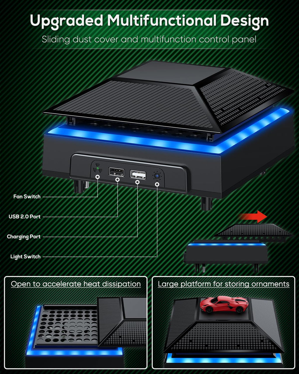 RGB Cooling Fan for Xbox Series X with Dust Filter and 7 LED Modes G4551