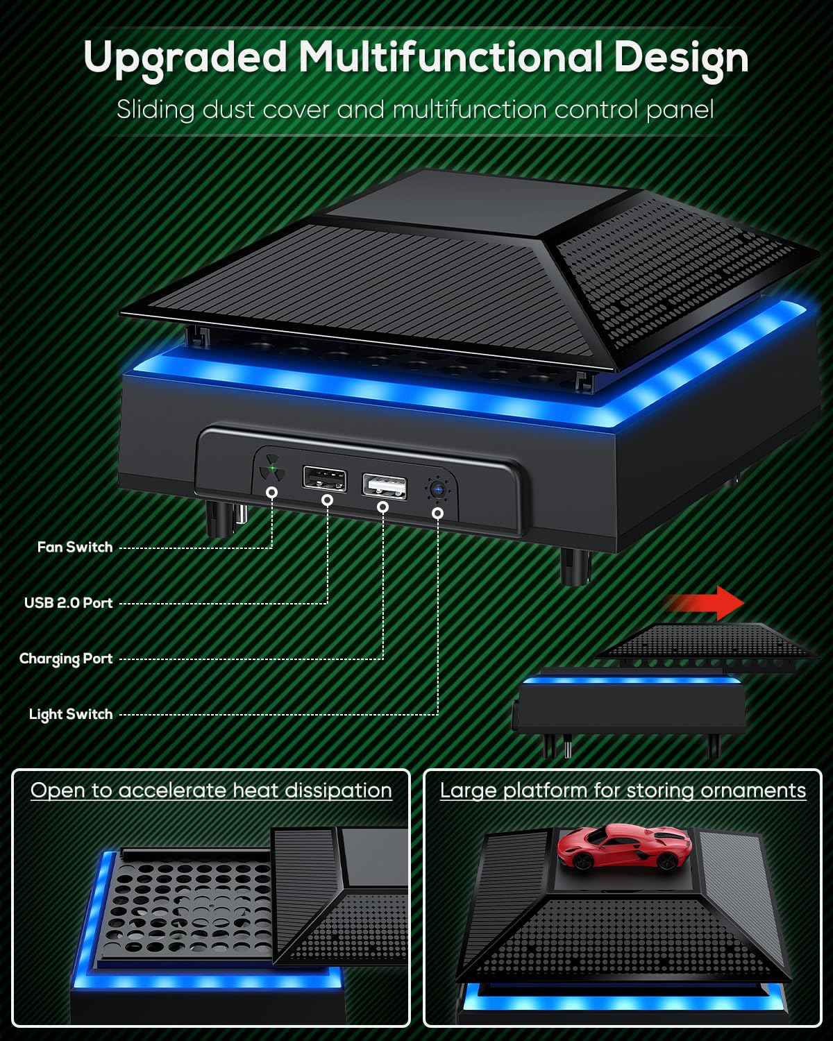 RGB Cooling Fan for Xbox Series X with Dust Filter and 7 LED Modes G4551