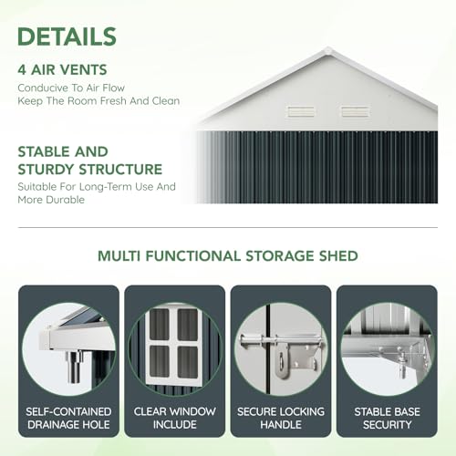 Outdoor Steel Storage Shed with Lockable Doors and Windows E249038