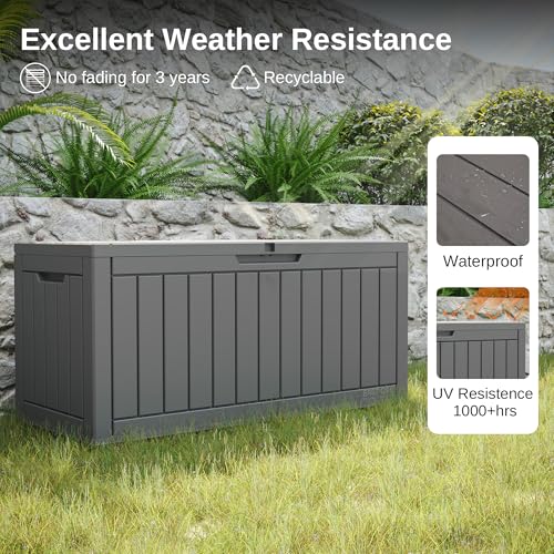 Outdoor Storage Box 31 Gallon Waterproof Resin Deck Box V3075