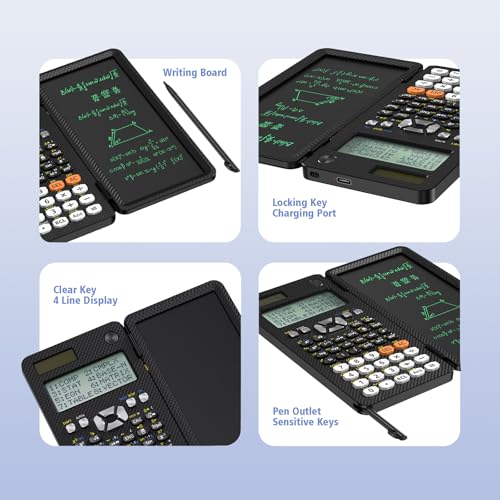 Scientific Calculator with Notepad, 2-Line Display, Solar and Battery Powered Q967