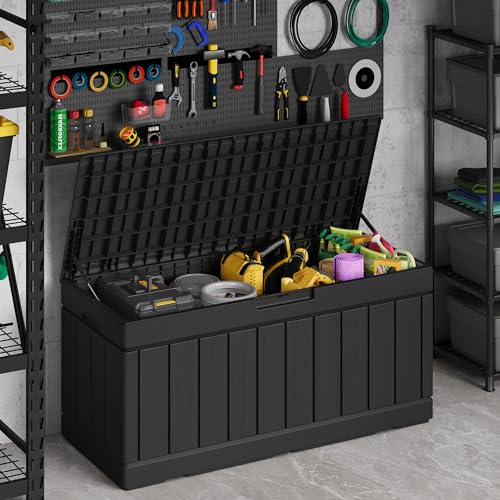 30 Gallon Waterproof Resin Deck Box for Outdoor Patio and Garden Storage Q30388