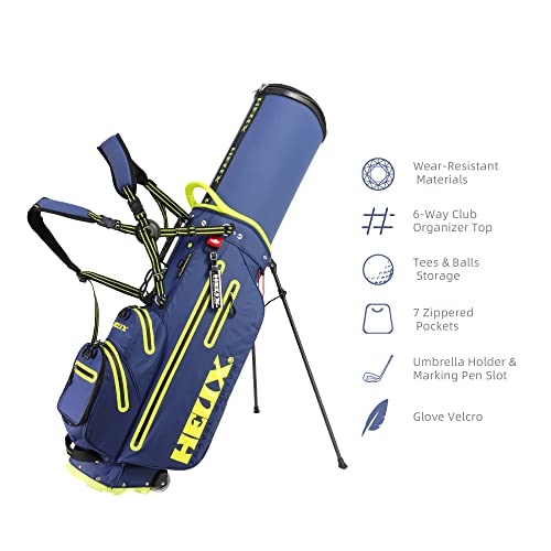 Golf Stand Bag with Retractable Wheel, 6 Way Dividers C5060