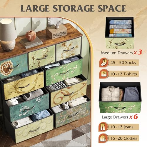 9-Drawer Fabric Storage Tower for Bedroom, Closet, Tall Chest Organizer with Steel Frame R839993