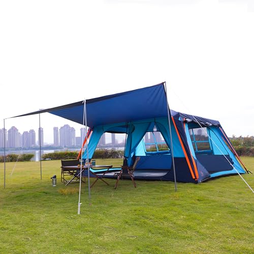 Extra Large Family Cabin Tent for Camping, 2 Rooms, 3 Doors, Waterproof E6603