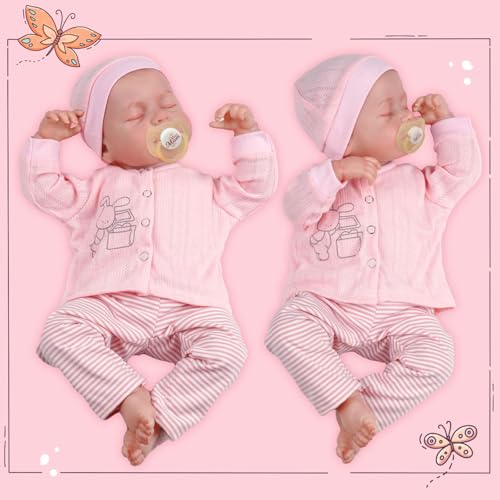Lifelike Reborn Baby Doll 18 Inch Soft Body Realistic Newborn Sleeping Girl with Clothes and Toy Accessories V33553