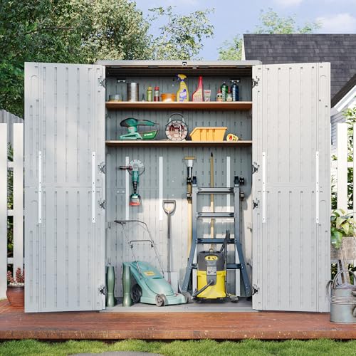 Outdoor Storage Shed with Floor, Waterproof Vertical Cabinet I260366