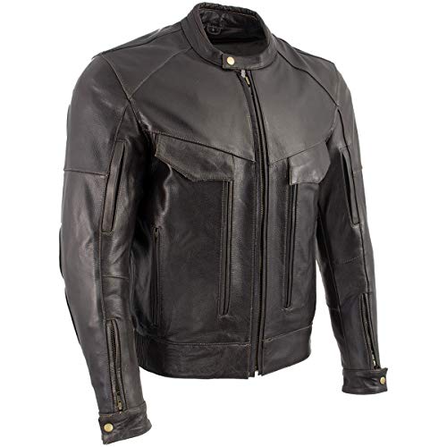 Men's Retro Distressed Brown Leather Jacket N767