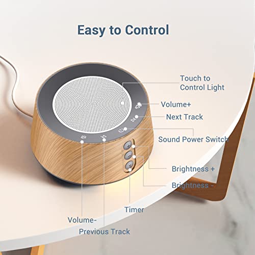 White Noise Sound Machine with 14 Soothing Sounds and Night Light for Sleeping K2083