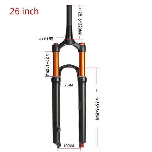 Front Suspension Fork, Damping Adjustment Bicycle Shock Absorber, 26/27.5/29in 100mm Travel U2560