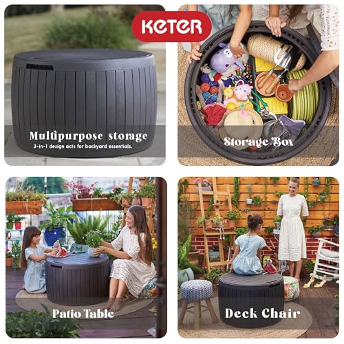 Outdoor Storage Deck Box, 37 Gallon Waterproof Patio Table Bin W1205
