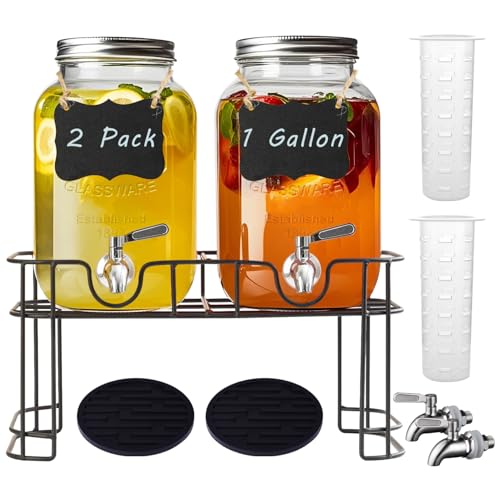 Glass Drink Dispenser with Stand, 2 Pack L526496