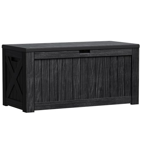 Outdoor Storage Box 120 Gallon with Lock, Resin Deck Box for Patio and Garden A6689