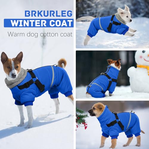 Black Dog Winter Coat with Harness, Reflective Waterproof Jacket for Small Dogs O43201