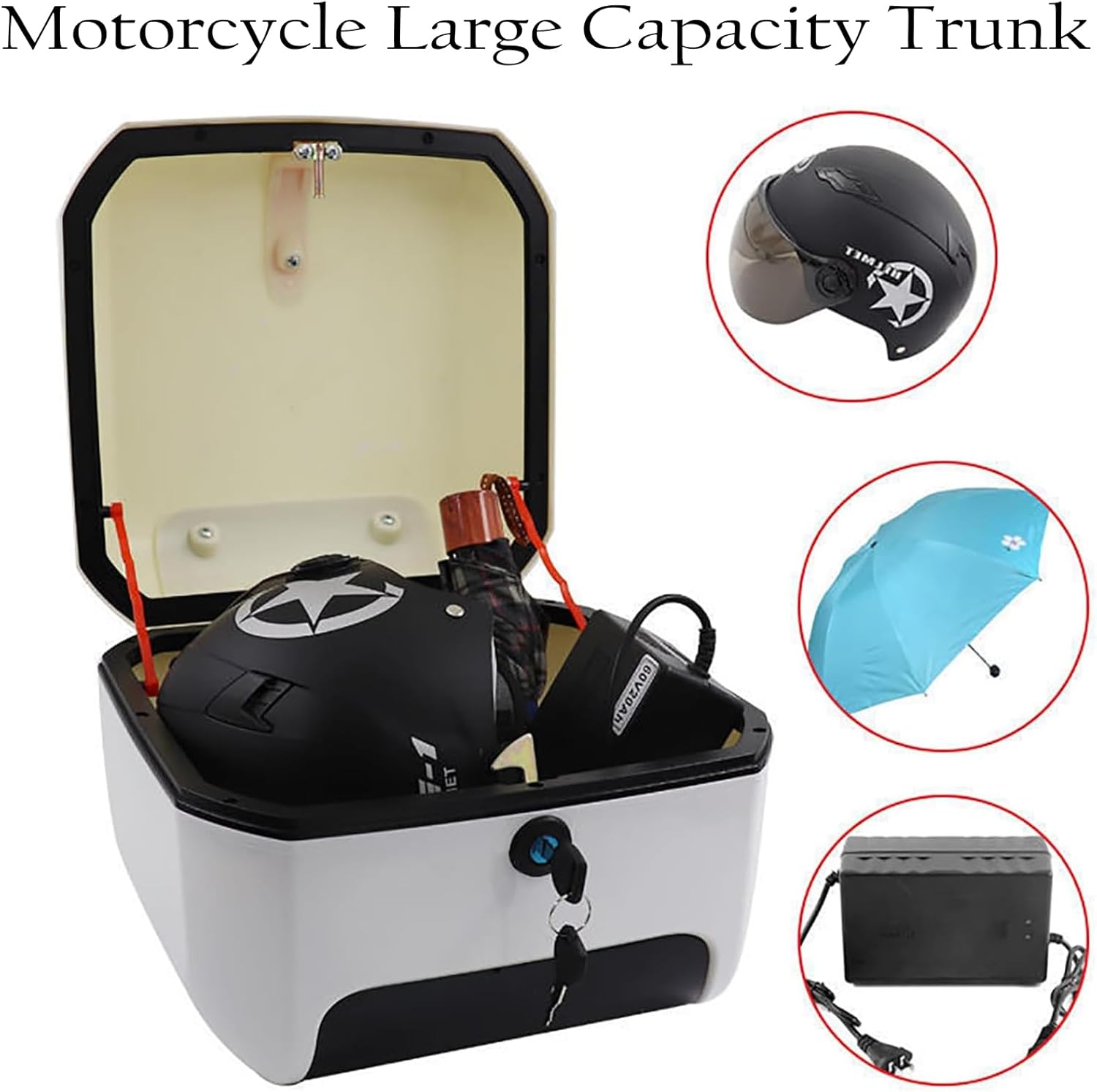 Motorcycle Top Box Tail Trunk Luggage Case, 28L, Helmet Storage, Blue R43688