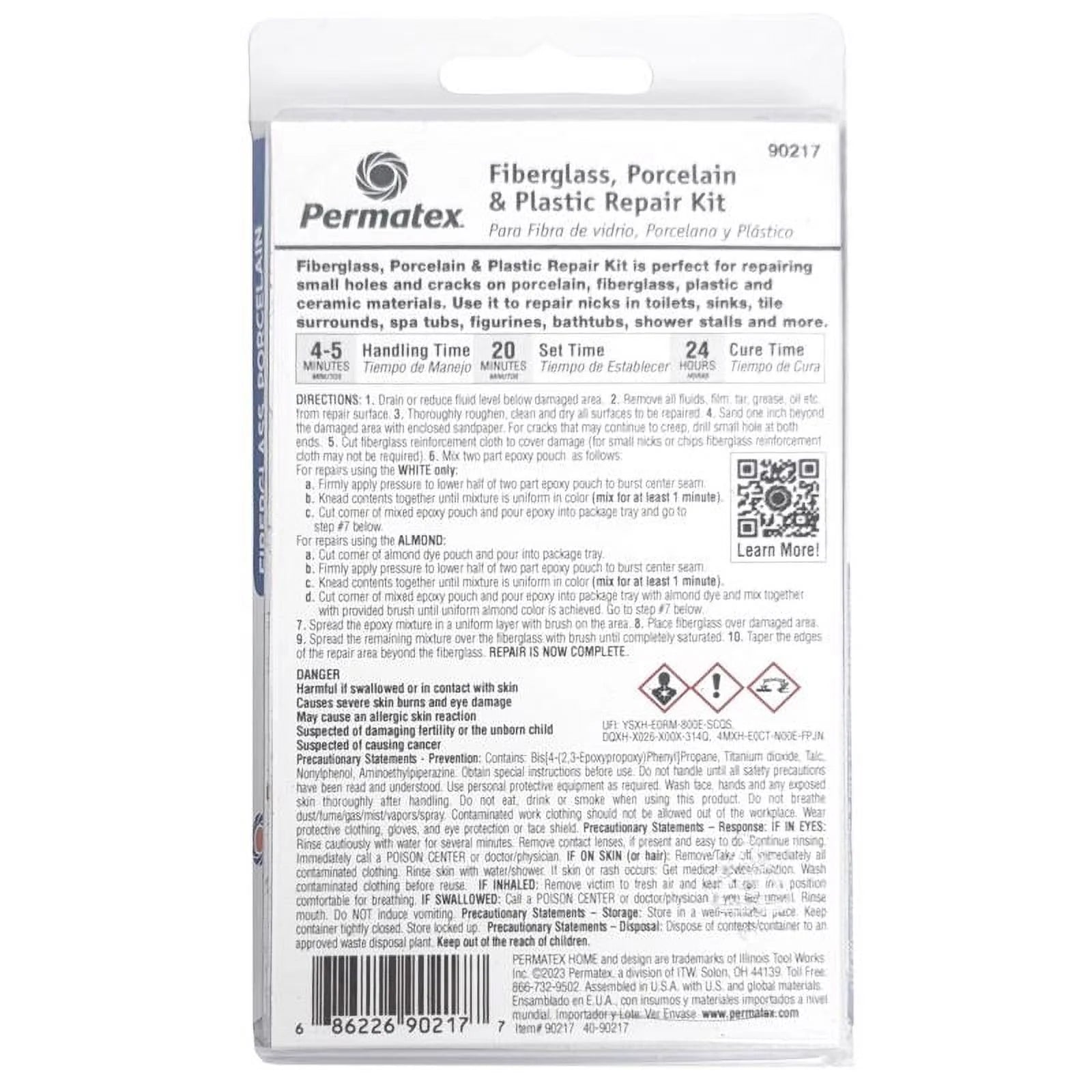 Fiberglass, Porcelain & Plastic Epoxy Repair Kit P730968