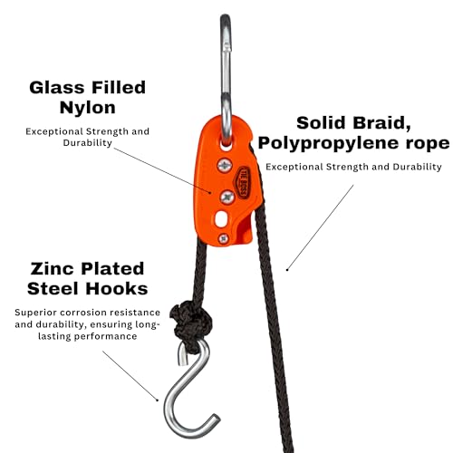 1/4 Inch Medium Duty Tie Down Rope Tightening System, 15 ft Rope C323