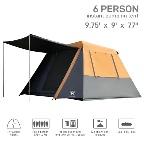 6 Person Instant Cabin Tent with Vestibule, Water-Resistant J5364