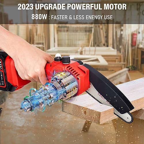 6 Inch Mini Electric Chainsaw Cordless Battery Powered, Hand Held Saw for Wood Trimming V216130