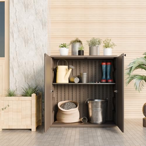 Outdoor Storage Cabinet Waterproof with Shelf for Patio and Garden U239